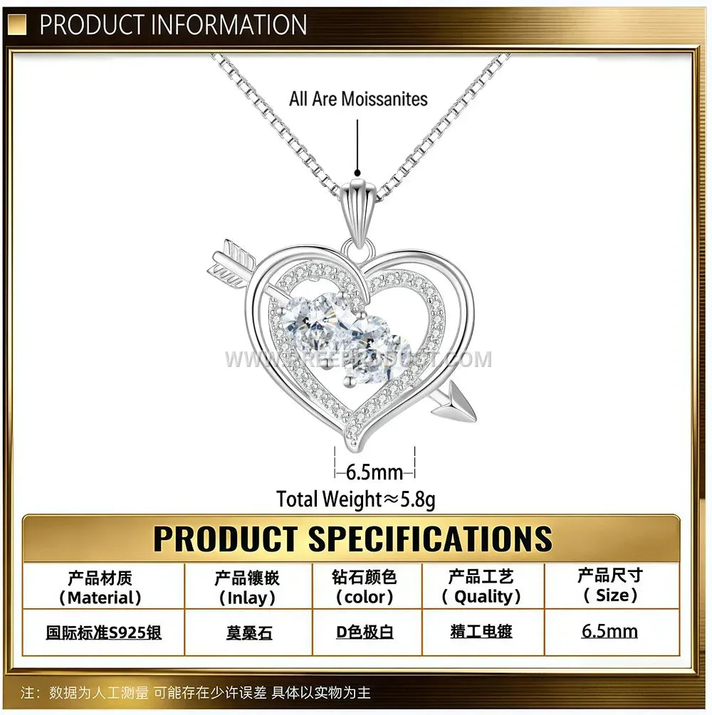 Heart Shaped Sterling Silver Clavicle Pendant Necklace