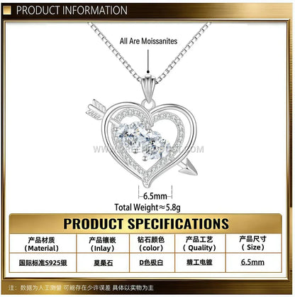 Heart Shaped Sterling Silver Clavicle Pendant Necklace