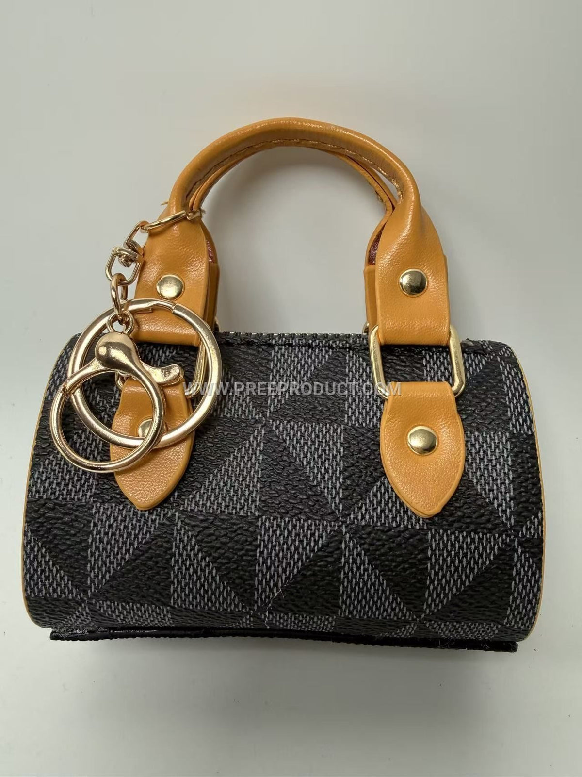 Mini PU Handheld Keychain Bag with Trendy Miniature Tote Design