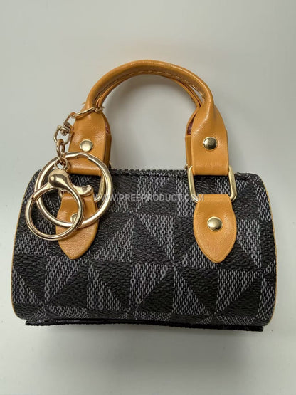 Mini PU Handheld Keychain Bag with Trendy Miniature Tote Design