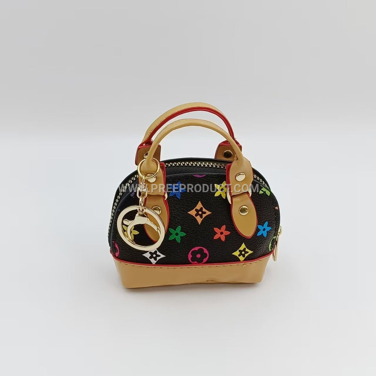 Vintage Shell Leather Handbag Key Wallet with Chic Pendant