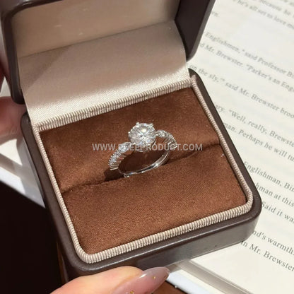 Crossed Design Sterling Silver Statement Ring with Moissanite