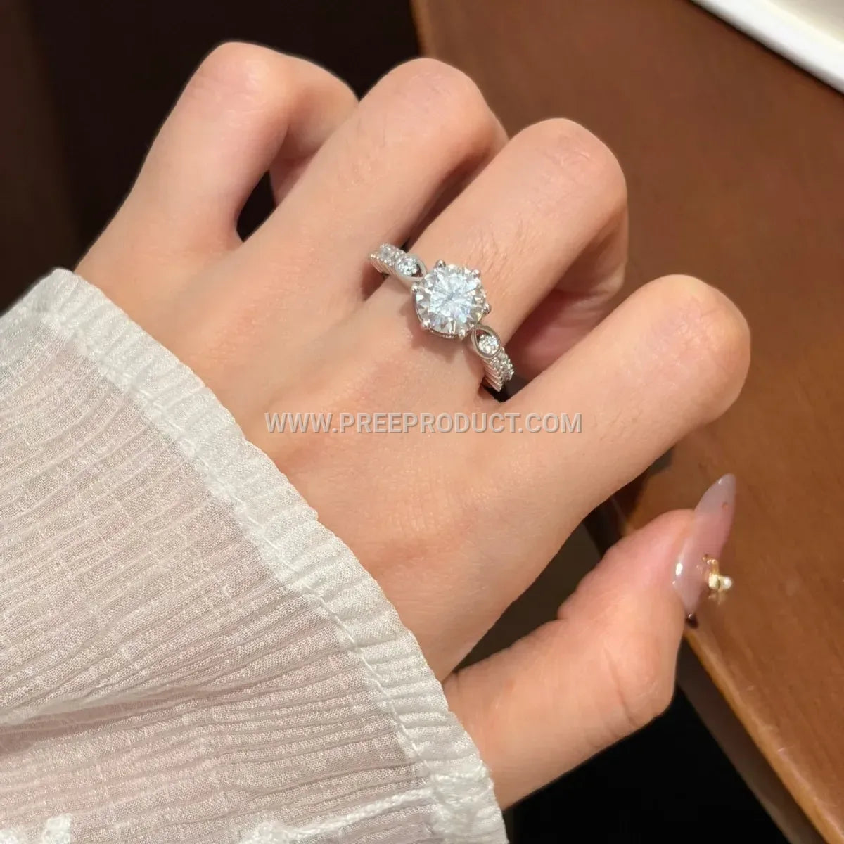 Crossed Design Sterling Silver Statement Ring with Moissanite