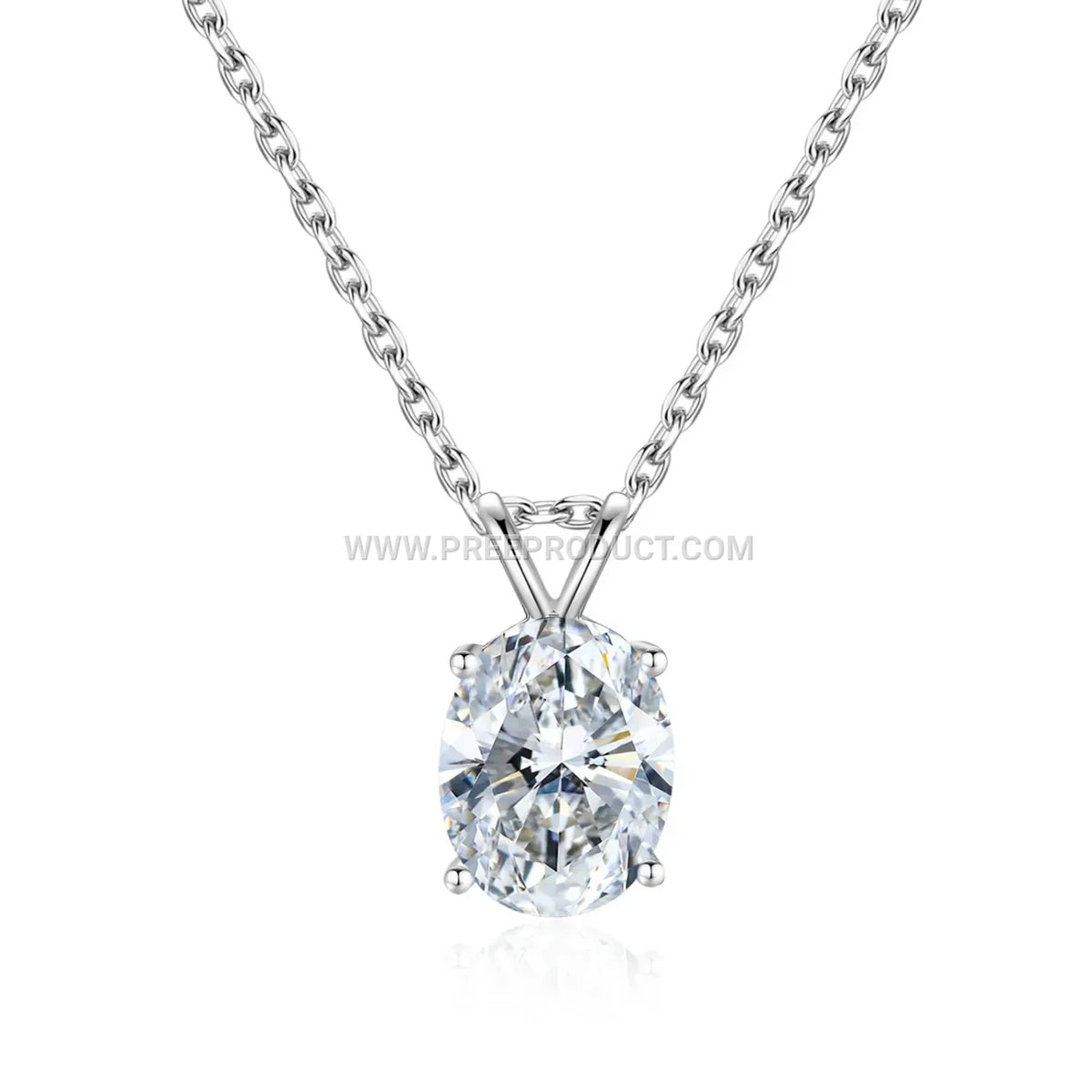 Four Claw Oval Moissanite Solitaire Pendant in 925 Silver