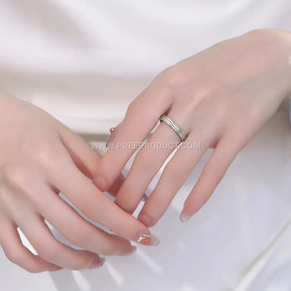 Sterling Silver Minimalist Line Couple Ring