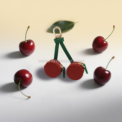 Fruit‑Print Mini PU Wallet Keychain with Fresh‑Style Storage