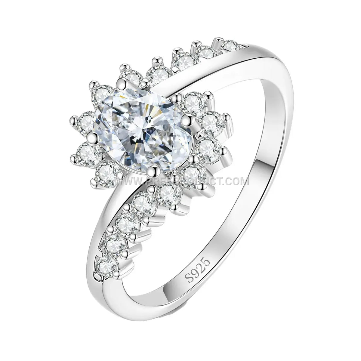 Oval Moissanite Solitaire Ring in Sterling Silver