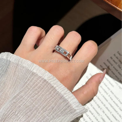 Sliding Square Moissanite Band in Sterling Silver