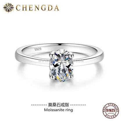 Elegant Oval Gemstone Solitaire Ring Setting in 925 Silver