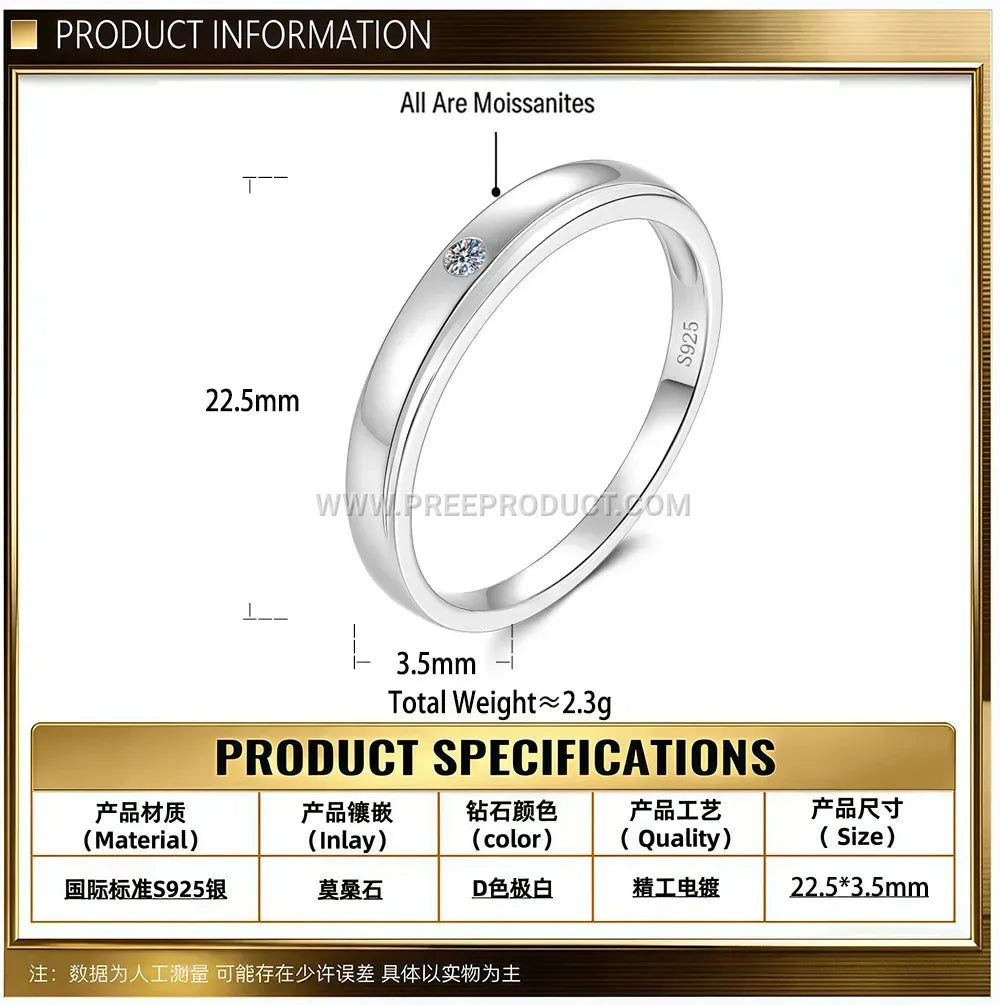 Classic Six Claw Moissanite Solitaire Ring in 925 Silver