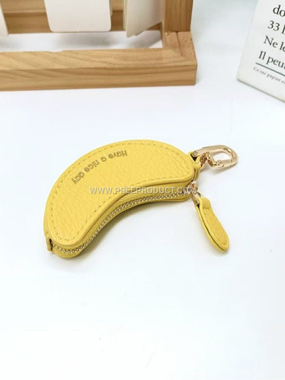 Fruit-Shaped PU Zip Wallet With Lychee Texture And Strawberry Accent