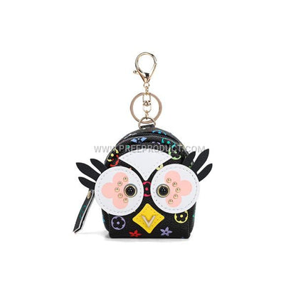 Korean-Style PU Mini Backpack Coin Purse with Zipper and Keychain