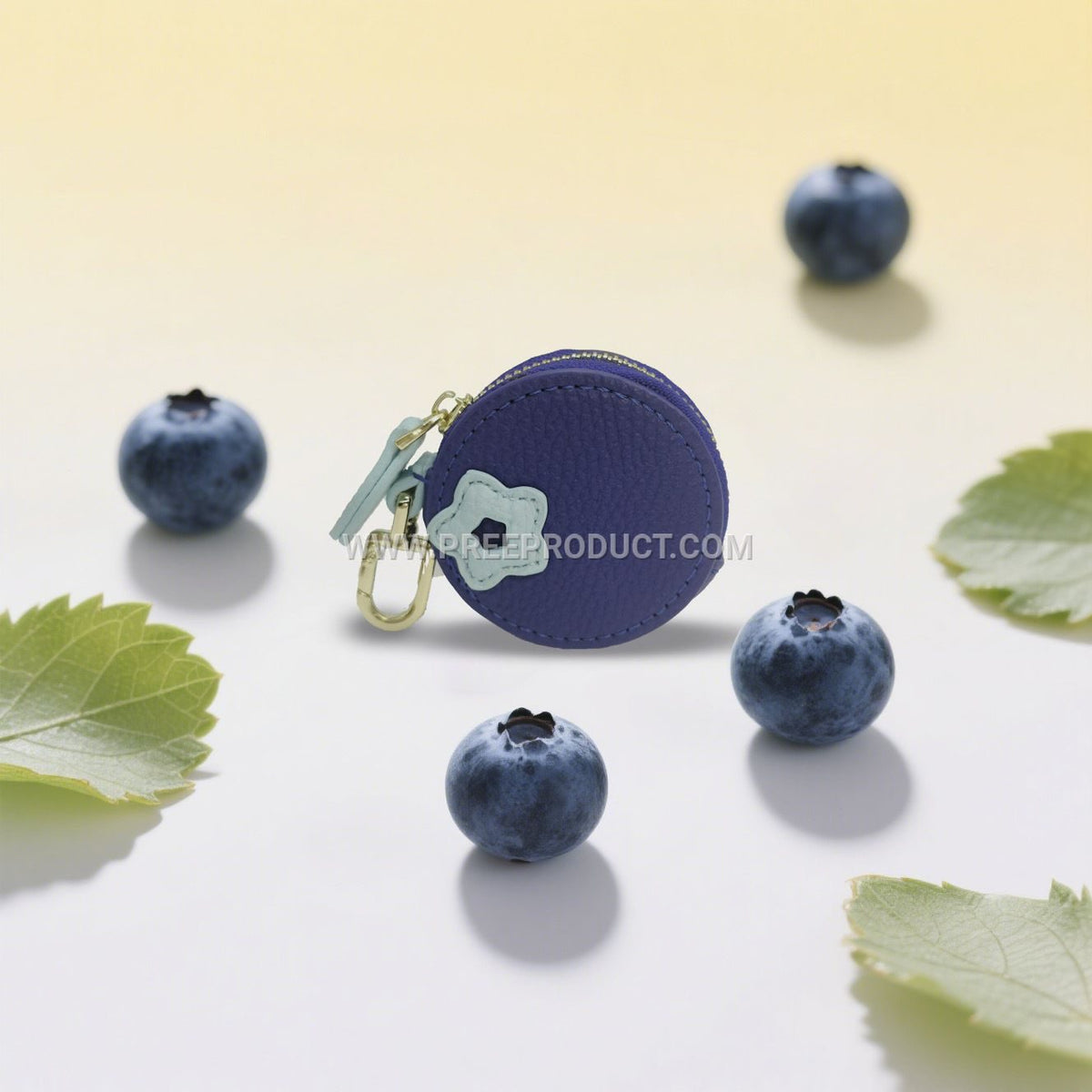 Fruit‑Print Mini PU Wallet Keychain with Fresh‑Style Storage