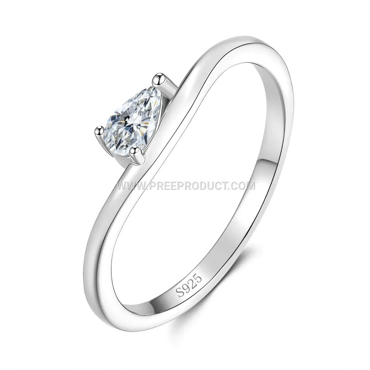 Minimalist Pear Cut Stone Sterling Silver Ring