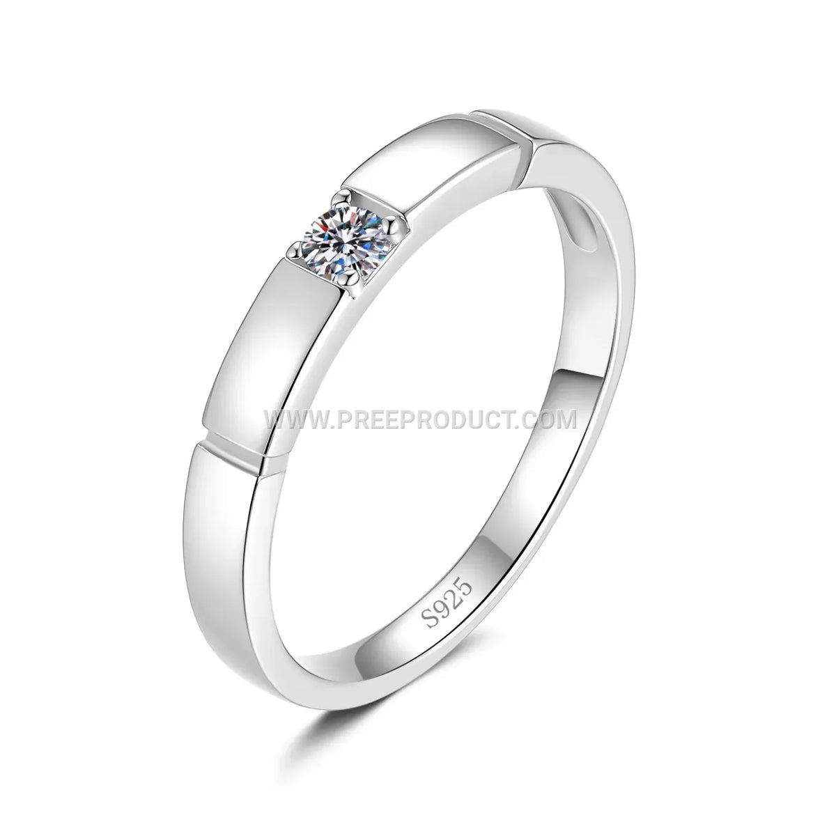 Classic Six Prong Sterling Silver Moissanite Ring