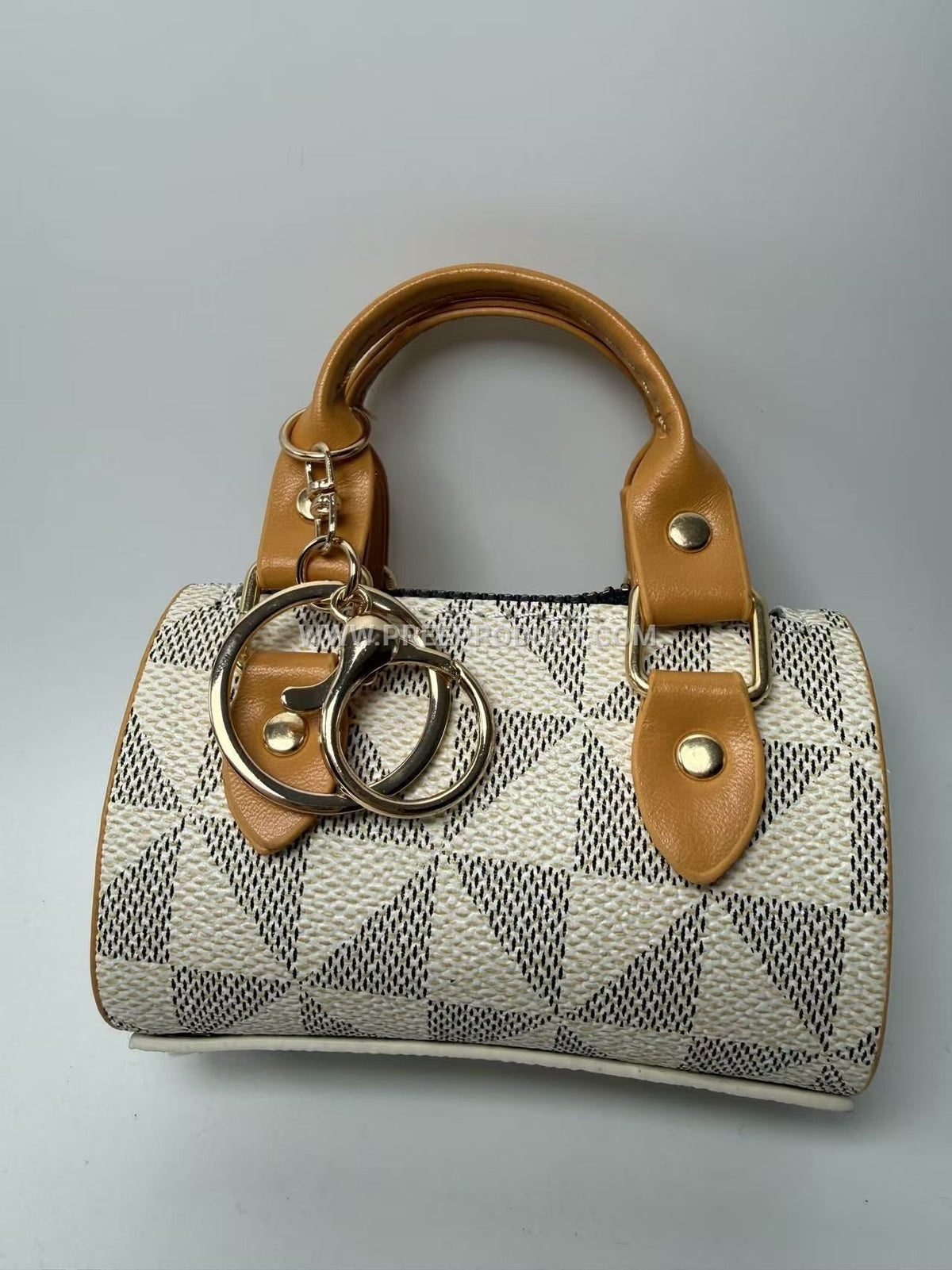 Mini PU Handheld Keychain Bag with Trendy Miniature Tote Design
