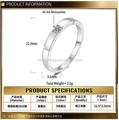 Classic Six Prong Sterling Silver Moissanite Ring