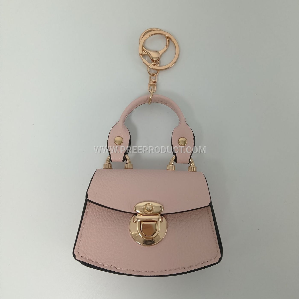 Mini PU Keychain Purse with Fresh-Style Decorative Charm