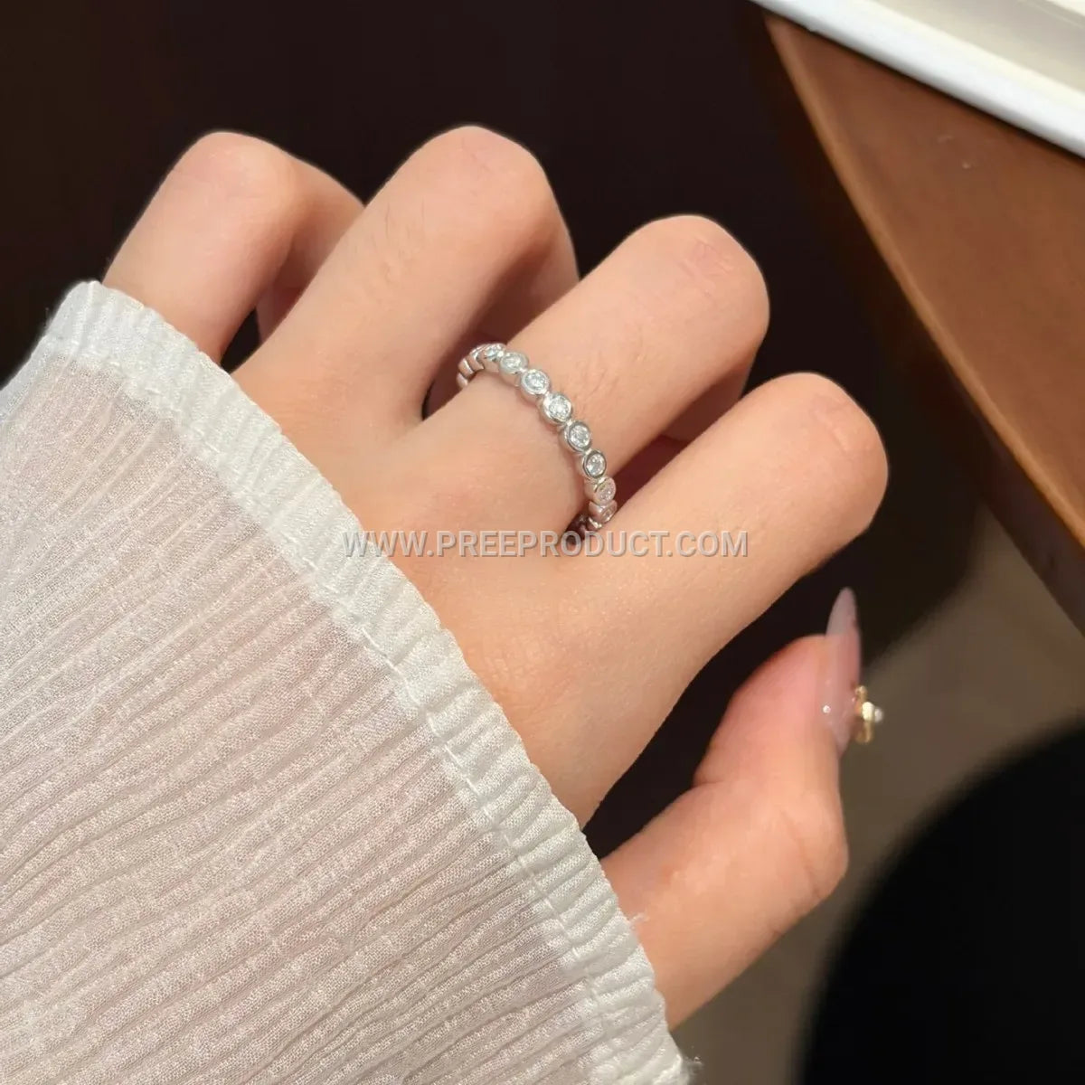 Minimalist Sterling Silver Bubble Moissanite Ring