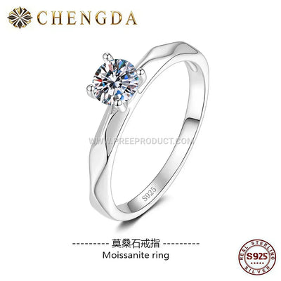 Minimalist Sterling Silver Moissanite Solitaire Ring