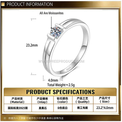 Sterling Silver Square Cut Moissanite Solitaire Ring