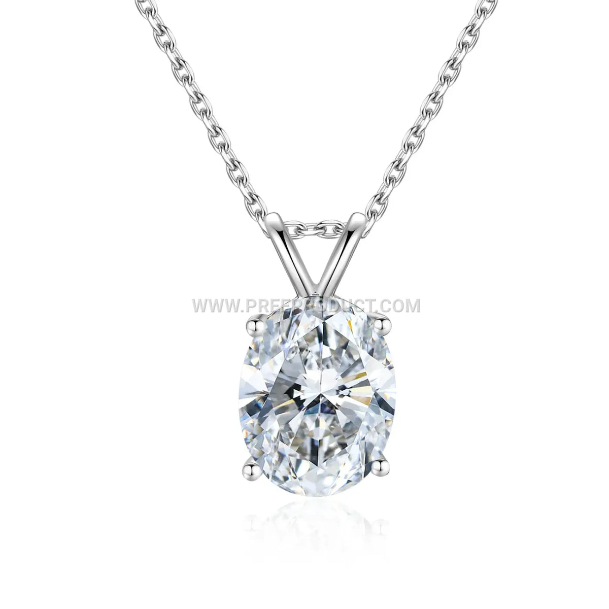 Four Claw Oval Moissanite Solitaire Pendant in 925 Silver